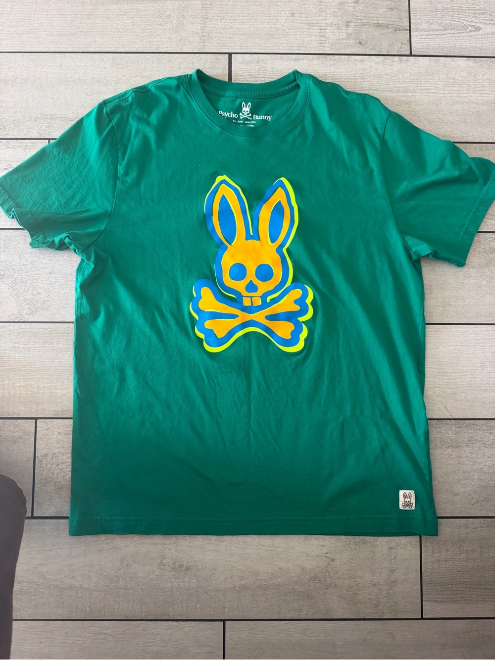 Psycho Bunny Green Tee with White Logo Print
